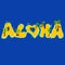 Group of islands creating the aloha word. Aloha hand lettering with exotic islands. Vector illustration