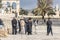 A group of Jewish believers travel under the protection of Israeli police along the Temple Mount in the Old Town of Jerusalem in