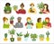 Group of joyful multiethnic people with houseplants