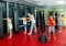 Group of kids boxing with punch bags