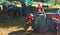 Group of kids playing paintball aiming with gun