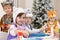 Group of kids prepare to x-mas holiday. Children weared animal costumes