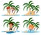 Group of kids vacation activities on the tropical island cartoon character on white background