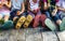 Group of kindergarten kids little farmers learning gardening