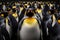 Group of king penguins standing in a row. 3d rendering, A group of king penguins captivates observers in the zoo, showcasing a