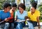 Group of learning african american male and female students