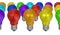 Group of light bulbs of different colors