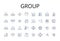 Group line icons collection. Pair, Crowd, Team, Class, Bunch, Company, Squad vector and linear illustration. Gang,Posse