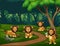 A group lions enjoying in the forest