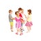 Group of little children dancing, holding hands