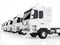 Group of logistic trailer trucks or lorries on white background