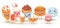 Group of lovely baby sweet and dessert doodle icon kawaii vector illustration. Cute cake, adorable candy, sweet macaroon