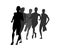 Group of man running silhouette