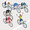 Group of man`s cyclists in road bicycle racing got the winner bi