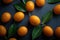 Group of many Kumquat with seamless background, waterdrops, close of view, overhead angle Shot