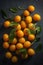 Group of many Kumquat with seamless background, waterdrops, close of view, overhead angle Shot