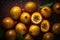 Group of many Passion-fruit with seamless background, waterdrops, close of view