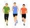 Group of marathon racers running. Sport people vector illustration. Healthy lifestyle jogging men. Traditional urban race. Runners