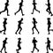 Group of marathon runners silhouette vector