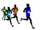 Group of marathon runners silhouettes