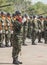 Group of marine with naval sword preforming Military Parade of Royal Thai Navy, Naval Base, Thailand