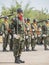 Group of marine with naval sword preforming Military Parade of Royal Thai Navy, Sattahip Naval Base, Chonburi, Thailand