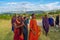 Group of Massai people participating a traditional dance with high jumps