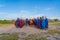 Group of Massai people participating a traditional dance with high jumps