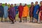 Group of Massai people participating a traditional dance with high jumps