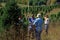 Group Measuring Christmas Trees