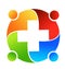 Group of medical professionals meeting together icon logo