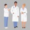 A group of medical professionals. Vector illustration three members a team. team doctors
