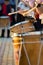 Group of Men Dressed in Medieval Clothes Playing Drums