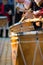 Group of Men Dressed in Medieval Clothes Playing Drums