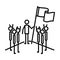 Group of men with flag silhouettes