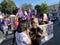 group of militant and revolutionary women GABRIELA singing hymns while holding a protest rally on the city main street