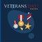 Group of military golden medals Happy veterans day Vector