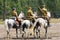 Group of military Russian horse riders