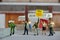 Group of miniature people doing protest, supporting Palestine get its freedom