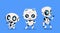 Group Of Modern Robots Isolated On Blue Background Cute Cartoon Character Artificial Intelligence Concept