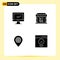 Group of Modern Solid Glyphs Set for computer, location, imac, shop, pin