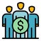 Group money crowdfunding icon color outline vector