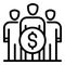 Group money crowdfunding icon, outline style