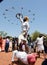 A group of Monk& x27;s performing yoga to support indian national congress candidate in Bhopal for parliament election india