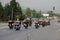 Group of motocycle riders on the road in the beginning of moto season â€“ near by Sofia, Bulgaria, may 14, 2008