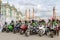 A group of motorcyclists on speed bikes