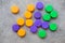 Group of multicolored bottle caps