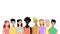 Group of multicultural people shaking their heads, 2d animation