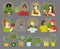 Group of multiethnic people with different houseplants, flat style illustration