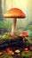 A group of mushrooms sitting on top of a moss covered log, AI